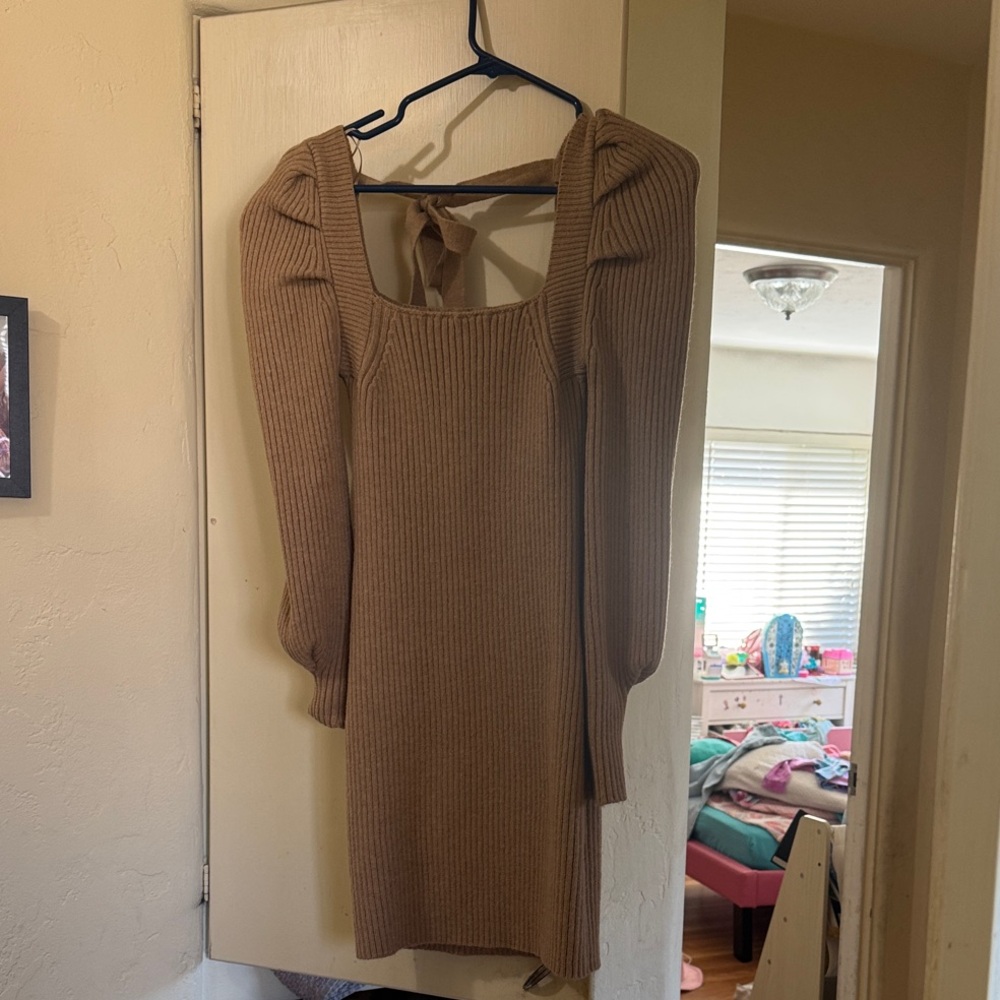 Long Sleeve Tan Dress